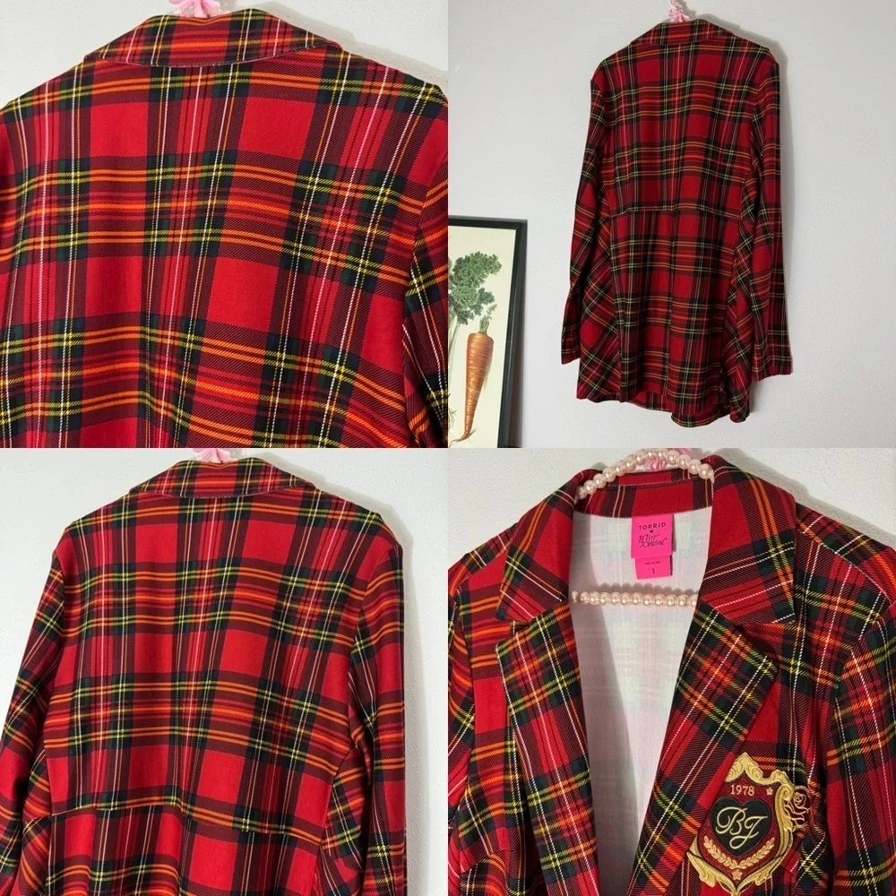 Torrid x Betsey Johnson NWT tartan plaid blazer size 1X